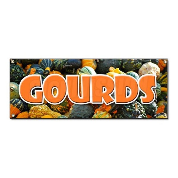 Signmission GOURDS BANNER SIGN halloween pumpkins squash colorful decorative ornamental B-Gourds - main